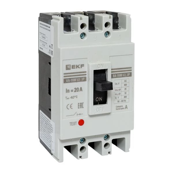 Выключатель автоматический 3п 63/20А 25кА ВА-99М PROxima EKF mccb99-63-20m ТехноИмпульс