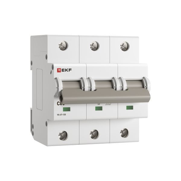 Выключатель автоматический модульный 3п C 80А 15кА ВА 47-125 PROxima EKF mcb47125-3-80C ТехноИмпульс