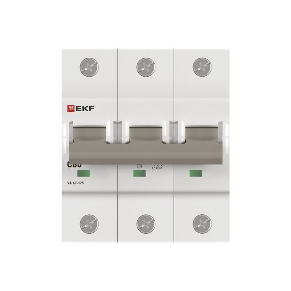 Выключатель автоматический модульный 3п C 80А 15кА ВА 47-125 PROxima EKF mcb47125-3-80C ТехноИмпульс