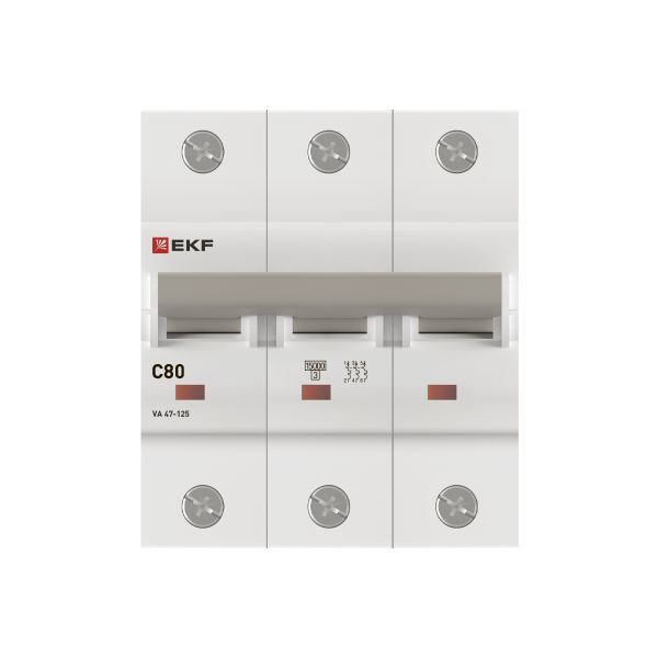 Выключатель автоматический модульный 3п C 80А 15кА ВА 47-125 PROxima EKF mcb47125-3-80C ТехноИмпульс