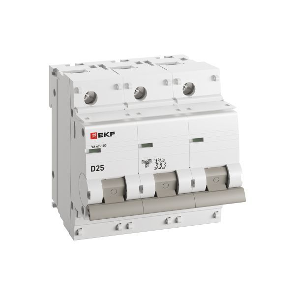 Выключатель автоматический модульный 3п D 25А 10кА ВА 47-100 PROxima EKF mcb47100-3-25D-pro ТехноИмпульс