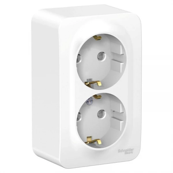 Розетка 2-м ОП Blanca 16А IP20 250В с заземл. защ. шторки с металлич. пластиной бел. SE BLNRA011221 ТехноИмпульс