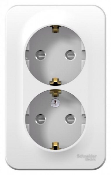 Розетка 2-м ОП Blanca 16А IP20 250В с заземл. защ. шторки с металлич. пластиной бел. SE BLNRA011221 ТехноИмпульс