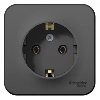 Розетка 1-м ОП Blanca 16А IP20 250В с заземл. без защ. шторок антрацит SE BLNRA010106 ТехноИмпульс