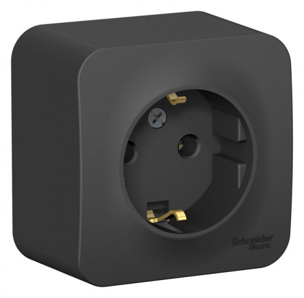 Розетка 1-м ОП Blanca 16А IP20 250В с заземл. без защ. шторок антрацит SE BLNRA010106 ТехноИмпульс