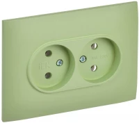 Розетка 2-м SKANDY 10А без заземл. без защ. шторок в сборе SK-R10G мятный IEK SK-R20-10-K06-F ТехноИмпульс