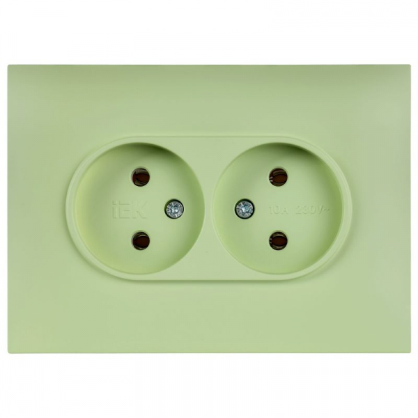 Розетка 2-м SKANDY 10А без заземл. без защ. шторок в сборе SK-R10G мятный IEK SK-R20-10-K06-F ТехноИмпульс