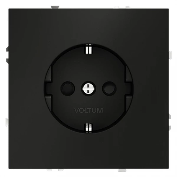 Розетка 1-м СП S70 16А с заземл. защ. шторки механизм черн. матов. Voltum VLS040208 ТехноИмпульс