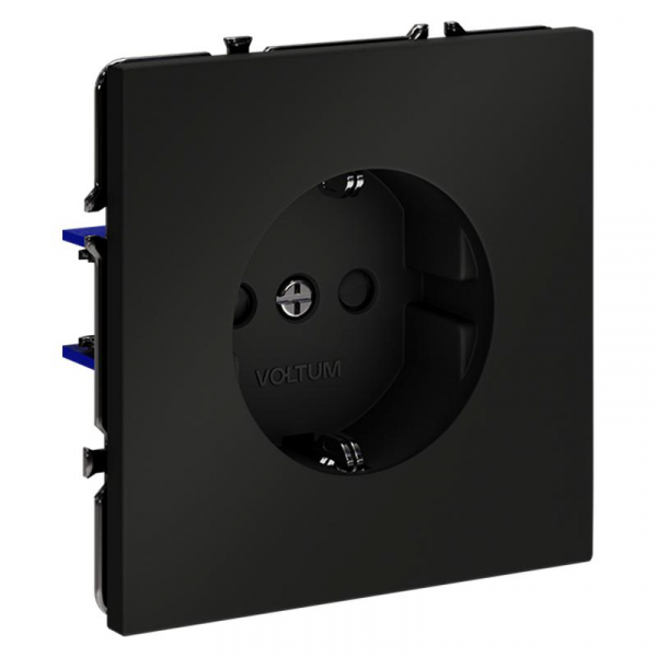 Розетка 1-м СП S70 16А с заземл. защ. шторки механизм черн. матов. Voltum VLS040208 ТехноИмпульс