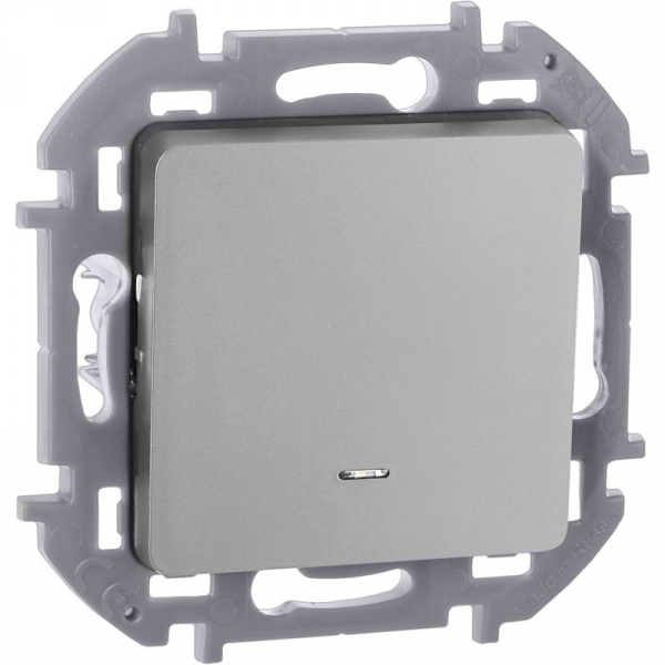 Выключатель 1-кл. Inspiria 10А IP20 250В 10AX с подсветкой/индикацией механизм алюм. IEK 673612 ТехноИмпульс