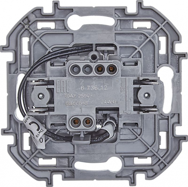 Выключатель 1-кл. Inspiria 10А IP20 250В 10AX с подсветкой/индикацией механизм алюм. IEK 673612 ТехноИмпульс