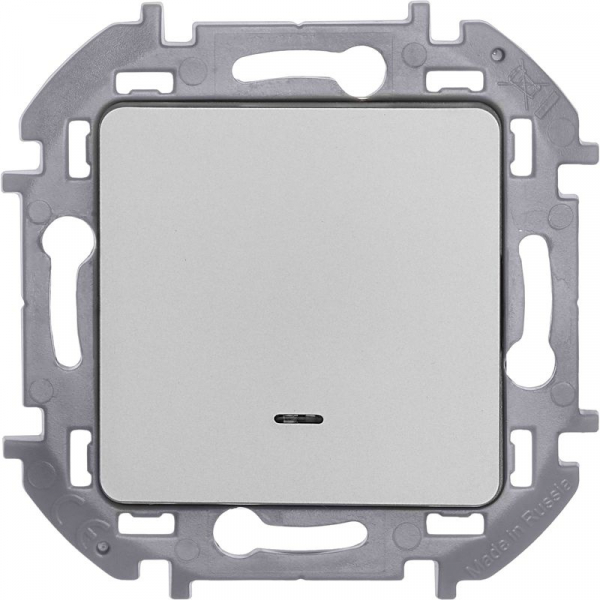 Выключатель 1-кл. Inspiria 10А IP20 250В 10AX с подсветкой/индикацией механизм алюм. IEK 673612 ТехноИмпульс