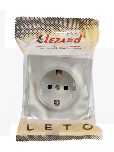 Розетка 1-м ОП LETO с заземл. ПБТ крем LEZARD 752-0300-122B ТехноИмпульс