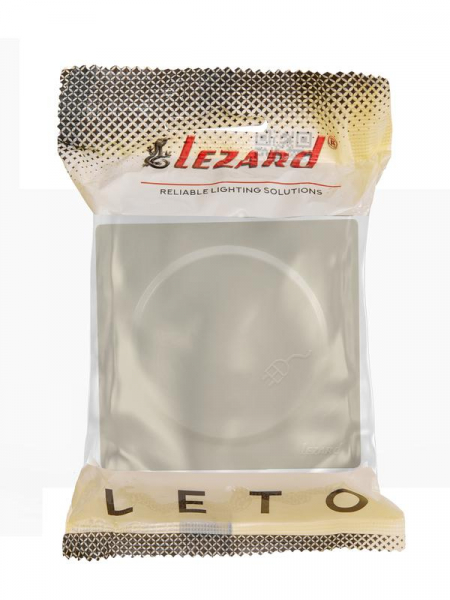Розетка 1-м ОП LETO с заземл. с крышкой LETO ПБТ крем LEZARD 752-0300-123B ТехноИмпульс