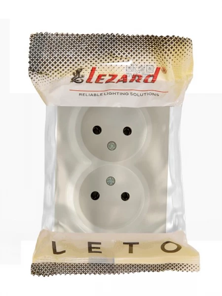 Розетка 2-м ОП LETO без заземл. закрытый корпус ПБТ крем LEZARD 752-0300-128B ТехноИмпульс