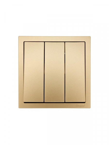 Выключатель 3-кл. СП ZIMA IP20 10А безвинт. зажим зол. LEZARD 704-3688-109QC ТехноИмпульс