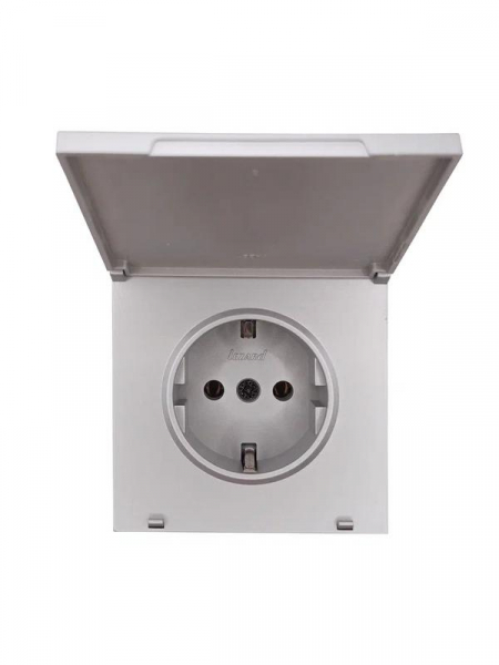 Розетка 1-мест. с/з с крышкой ПБТ СП ZIMA IP20 16А безвинт. зажим сер. матов. LEZARD 704-7488-123BQC ТехноИмпульс