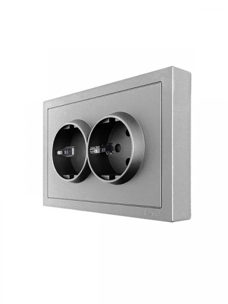 Розетка 2-мест. б/з СП ZIMA IP20 16А ПБТ безвинт. зажим сер. матов. LEZARD 704-7400-128BQC ТехноИмпульс