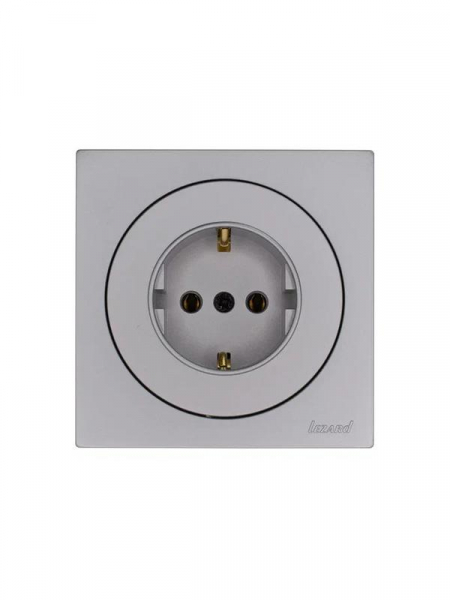 Розетка 1-м OSEN IP20 16А с заземл. ПБТ механизм сер. матов. LEZARD 743-7488-122B ТехноИмпульс