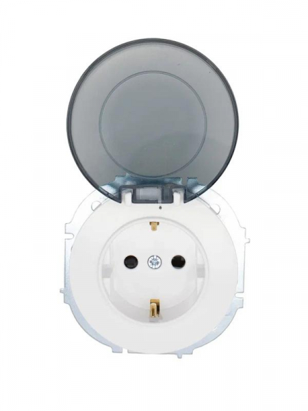 Розетка 1-м СП OSEN с заземл. с крышкой ПБТ бел. LEZARD 743-0288-123B ТехноИмпульс