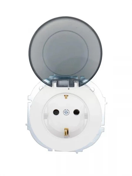 Розетка 1-м СП OSEN с заземл. с крышкой ПБТ бел. LEZARD 743-0288-123B ТехноИмпульс