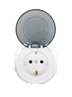 Розетка 1-м СП OSEN с заземл. с крышкой ПБТ бел. LEZARD 743-0288-123B ТехноИмпульс