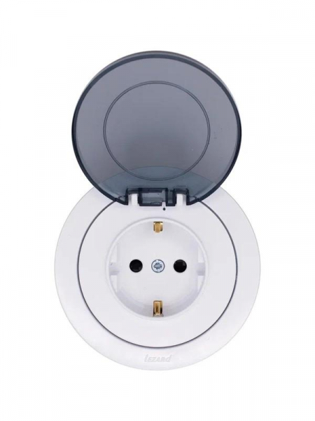Розетка 1-м СП OSEN с заземл. с крышкой ПБТ бел. LEZARD 743-0288-123B ТехноИмпульс