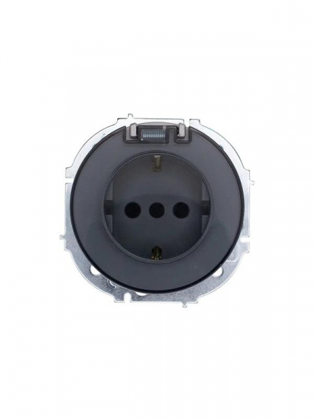 Розетка 1-м СП OSEN с заземл. с крышкой ПБТ механизм сер. матов. LEZARD 743-7488-123B ТехноИмпульс