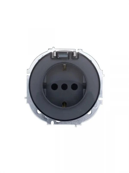 Розетка 1-м СП OSEN с заземл. с крышкой ПБТ механизм сер. матов. LEZARD 743-7488-123B ТехноИмпульс