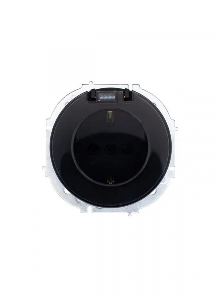 Розетка 1-м СП OSEN с заземл. с крышкой ПБТ механизм черн. бархат LEZARD 743-4288-123B ТехноИмпульс