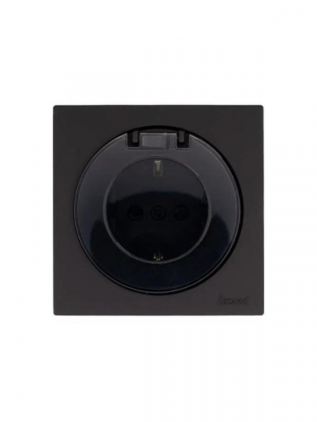 Розетка 1-м СП OSEN с заземл. с крышкой ПБТ механизм черн. бархат LEZARD 743-4288-123B ТехноИмпульс