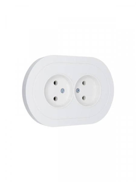 Розетка 2-м СП OSEN без заземл. ПБТ круглая бел. LEZARD 744-0200-128B ТехноИмпульс
