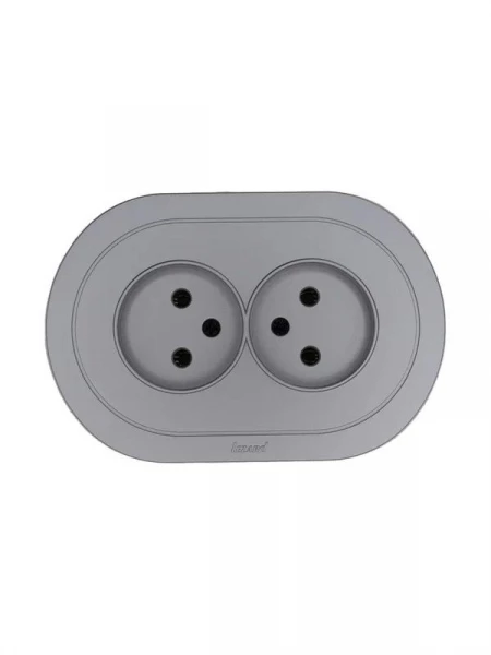 Розетка 2-м СП OSEN без заземл. ПБТ круглая механизм сер. матов. LEZARD 744-7400-128B ТехноИмпульс
