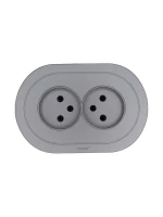Розетка 2-м СП OSEN без заземл. ПБТ круглая механизм сер. матов. LEZARD 744-7400-128B ТехноИмпульс