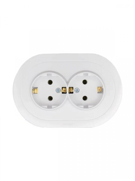 Розетка 2-м СП OSEN с заземл. ПБТ круглая механизм бел. LEZARD 744-0200-127B ТехноИмпульс