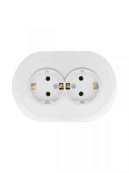 Розетка 2-м СП OSEN с заземл. ПБТ круглая механизм бел. LEZARD 744-0200-127B ТехноИмпульс