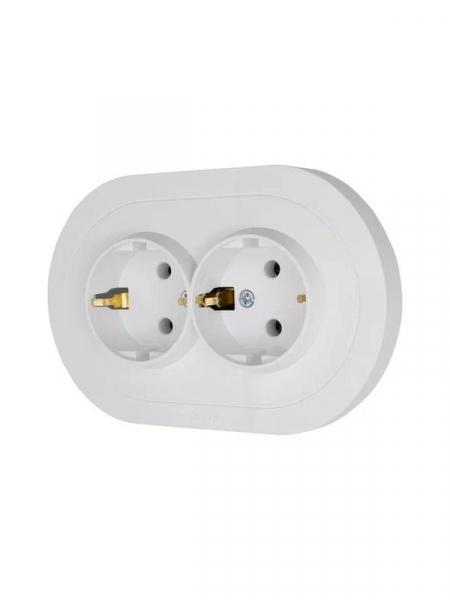 Розетка 2-м СП OSEN с заземл. ПБТ круглая механизм бел. LEZARD 744-0200-127B ТехноИмпульс