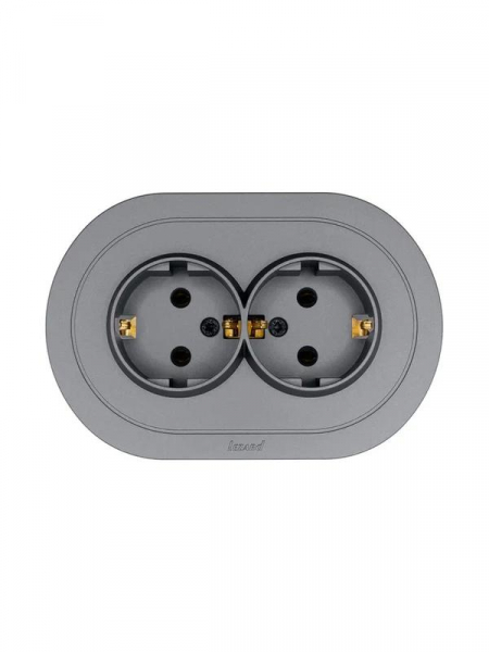 Розетка 2-м СП OSEN с заземл. ПБТ круглая механизм сер. матов. LEZARD 744-7400-127B ТехноИмпульс