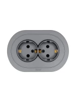 Розетка 2-м СП OSEN с заземл. ПБТ круглая механизм сер. матов. LEZARD 744-7400-127B ТехноИмпульс