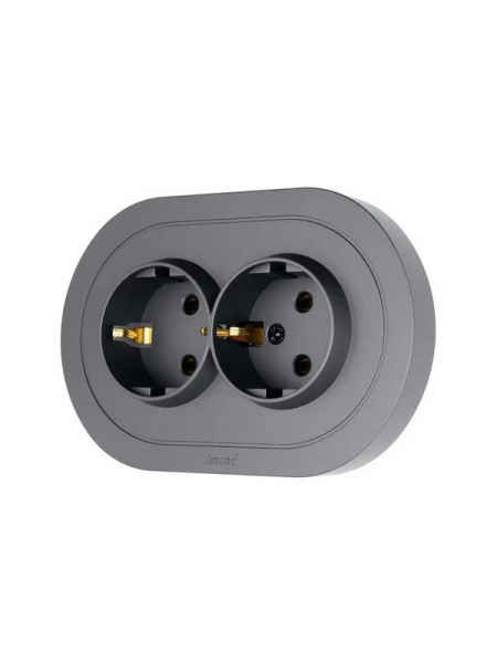 Розетка 2-м СП OSEN с заземл. ПБТ круглая механизм сер. матов. LEZARD 744-7400-127B ТехноИмпульс