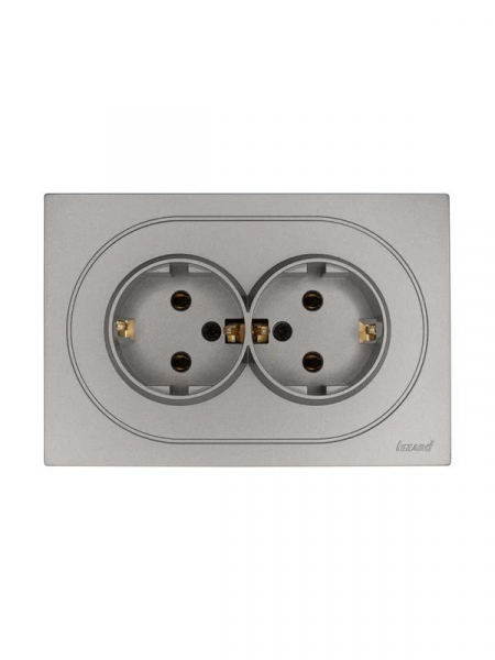 Розетка 2-м СП OSEN с заземл. ПБТ механизм сер. матов. LEZARD 743-7400-127B ТехноИмпульс