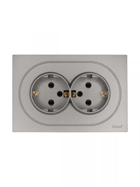 Розетка 2-м СП OSEN с заземл. ПБТ механизм сер. матов. LEZARD 743-7400-127B ТехноИмпульс