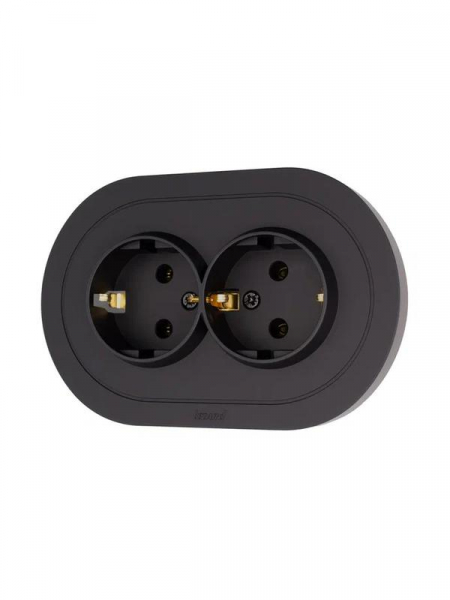 Розетка 2-м СП OSEN с заземл. ПБТ круглая механизм черн. бархат LEZARD 744-4200-127B ТехноИмпульс