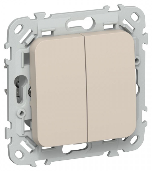 Выключатель 2-кл. СП FLITE ВС12-1-0-ФлЛ 10А механизм льняной IEK FI-V20-0-10-1-K88 ТехноИмпульс