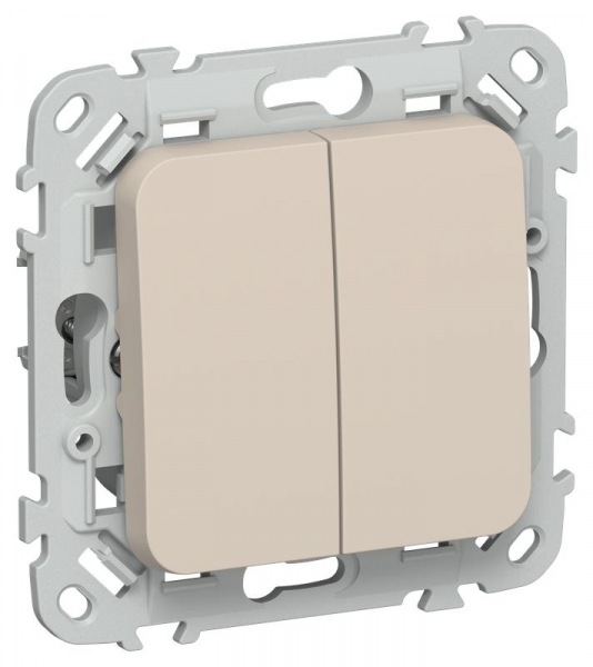 Выключатель проходной 2-кл. СП FLITE ВС62-1-0-ФлЛ 10А механизм льняной IEK FI-V22-0-10-1-K88 ТехноИмпульс