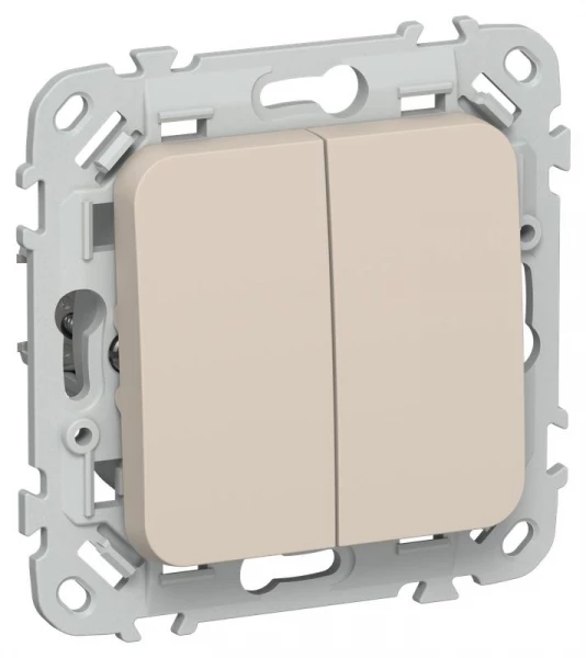 Выключатель проходной 2-кл. СП FLITE ВС62-1-0-ФлЛ 10А механизм льняной IEK FI-V22-0-10-1-K88 ТехноИмпульс