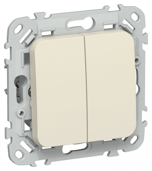 Выключатель проходной 2-кл. СП FLITE ВС62-1-0-ФлСл 10А механизм сливочный IEK FI-V22-0-10-1-K86 ТехноИмпульс