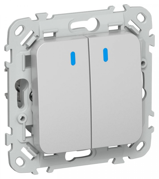 Выключатель 2-кл. СП FLITE ВС12-1-1-ФлА 10А с индикацией механизм алюм. IEK FI-V20-1-10-1-K47 ТехноИмпульс