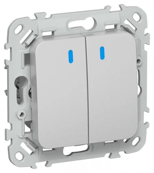 Выключатель 2-кл. СП FLITE ВС12-1-1-ФлА 10А с индикацией механизм алюм. IEK FI-V20-1-10-1-K47 ТехноИмпульс