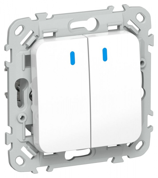 Выключатель 2-кл. СП FLITE ВС12-1-1-ФлБ 10А с индикацией механизм бел. IEK FI-V20-1-10-1-K01 ТехноИмпульс
